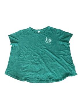 Short Sleeve Embroidered Tee in Green - Size XXL